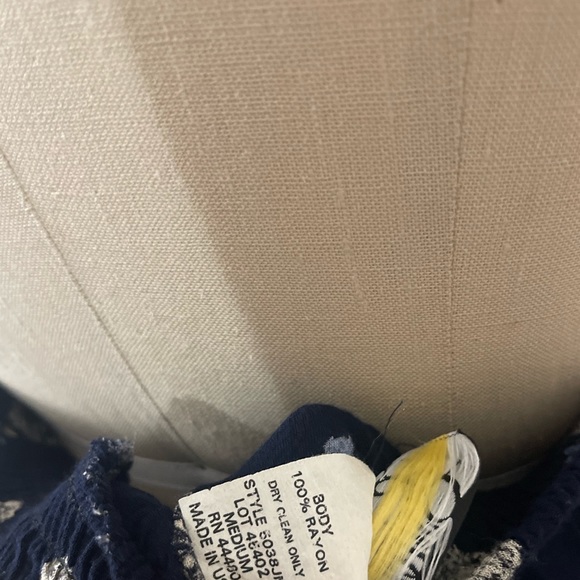 Vintage Viscose Blue and Tan Printed Tea Length Folk Skirt - Picture 3 of 7